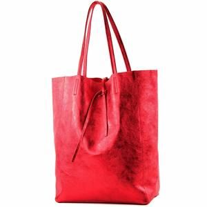 - T163 - Ital. Large Sr Bag With Leather Inner Pocket Red Metallic :o)